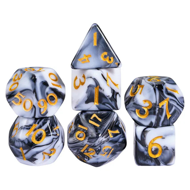 Coat of Arms - Acrylic Mini 10mm-13mm Blend Color Dice - Black-White