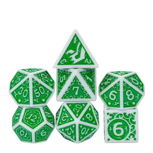 Coat of Arms - Acrylic Pattern Dice (Hand Paint Ink) - Green