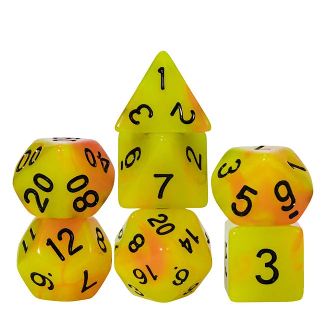 Coat of Arms - Acrylic Color Blend Glow in the Dark Dice - Yellow-Orange