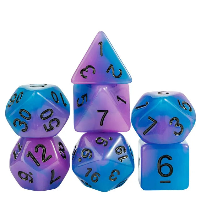 Coat of Arms - Acrylic Color Blend Glow in the Dark Dice - Purple-Blue
