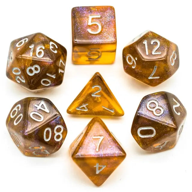 Coat of Arms - Acrylic Translucent Glitter Dice - Gray-Orange