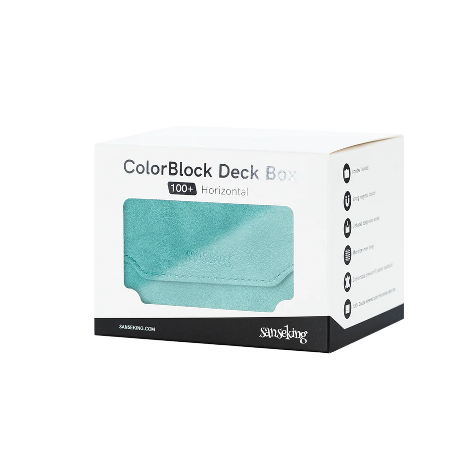 Sanseking - Horizontal Color-Block Pu Deck Box Green with 1 Divider