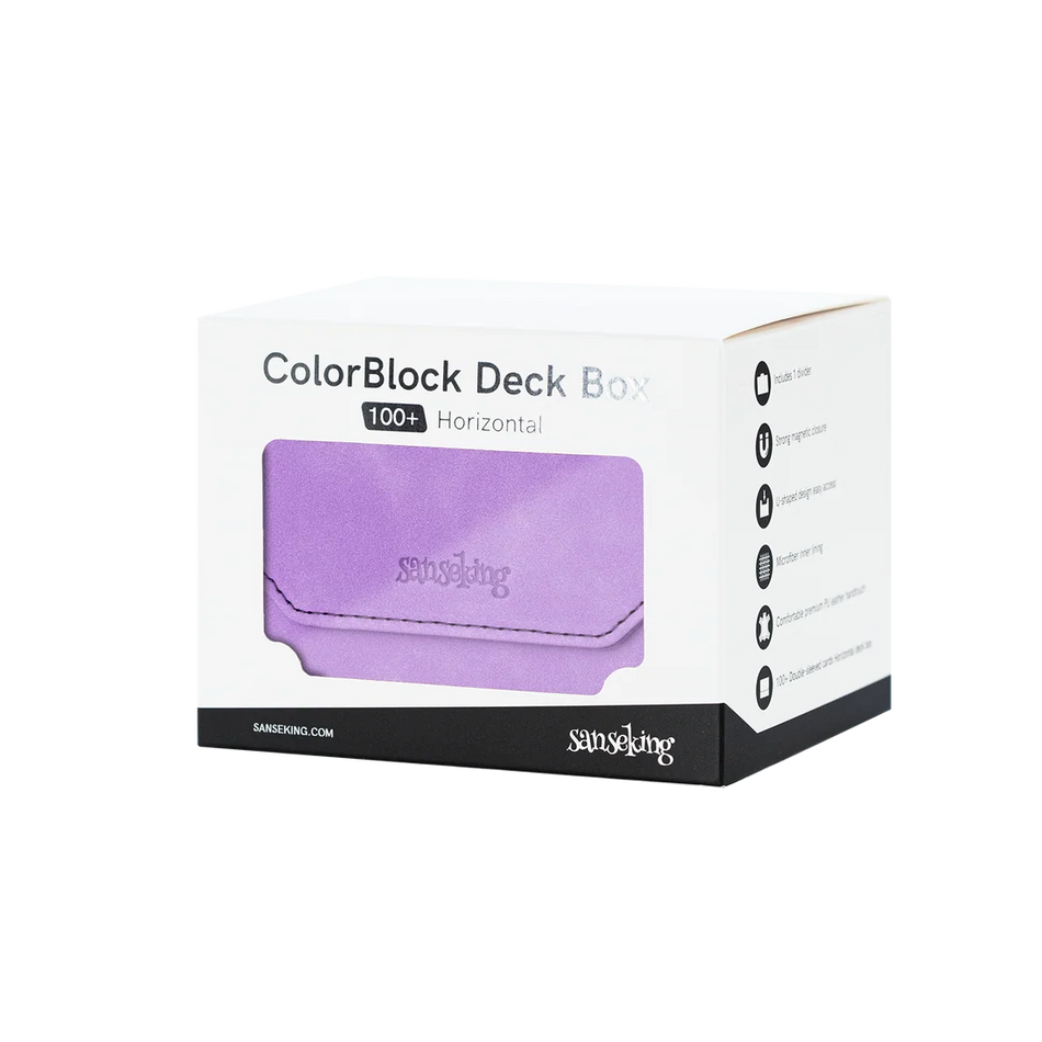 Sanseking - Horizontal Color-Block Pu Deck Box Purple with 1 Divider