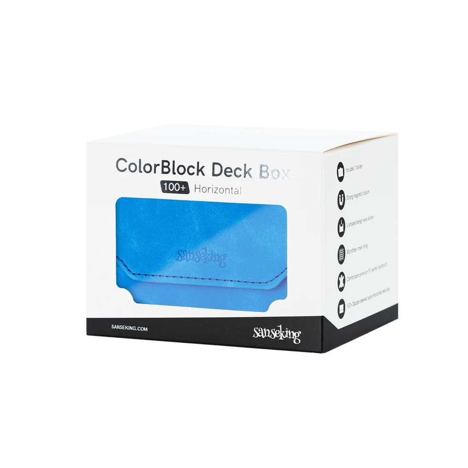 Sanseking - Horizontal Color-Block Pu Deck Box Light Blue with 1 Divider