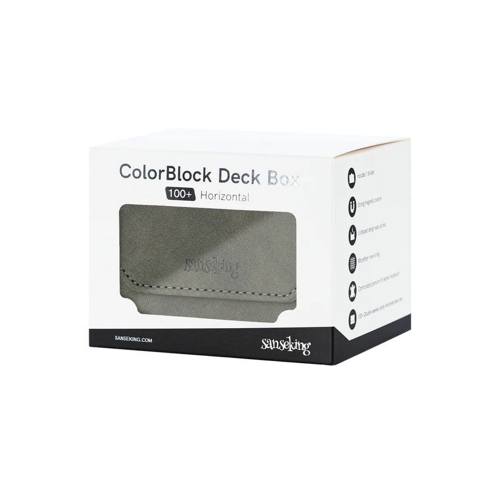 Sanseking - Horizontal Color-Block Pu Deck Box Grey with 1 Divider