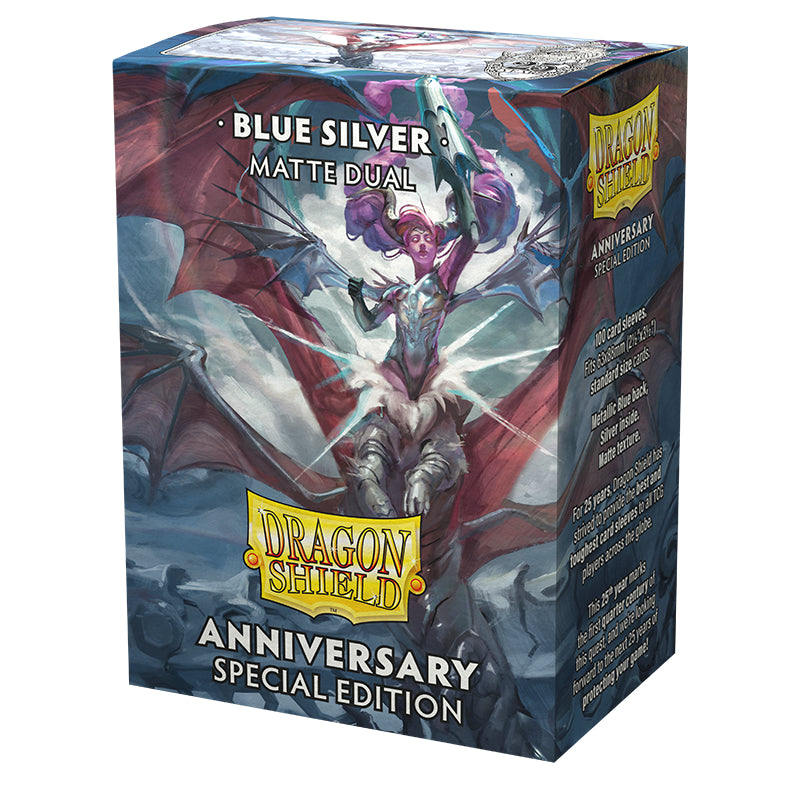 Dragon Shield Blue Silver 25th Special Edition - Matte Dual Sleeves - Standard Size