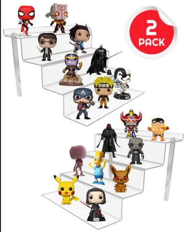 EVO Retro Display Stands for Figurines - 4 Steps Acrylic Riser 3.0 mm - Pack of 2