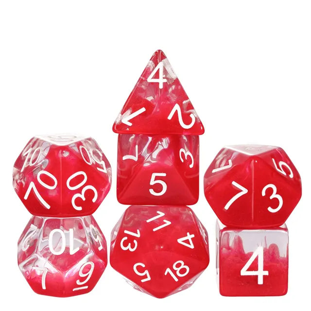 Coat of Arms - Resin Swirl Translucent Dice - Red