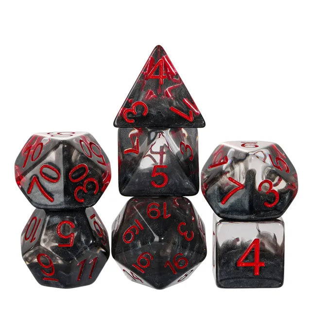 Coat of Arms - Resin Swirl Translucent Dice - Black
