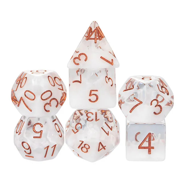 Coat of Arms - Resin Swirl Translucent Dice - White