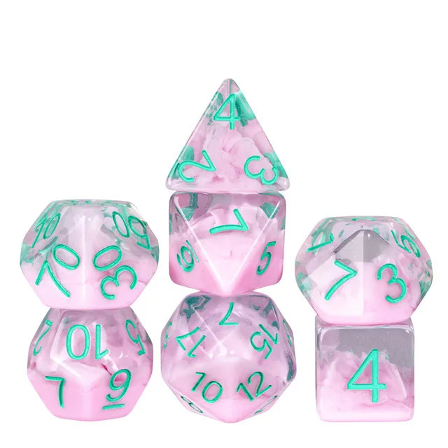 Coat of Arms - Resin Swirl Translucent Dice - Pink