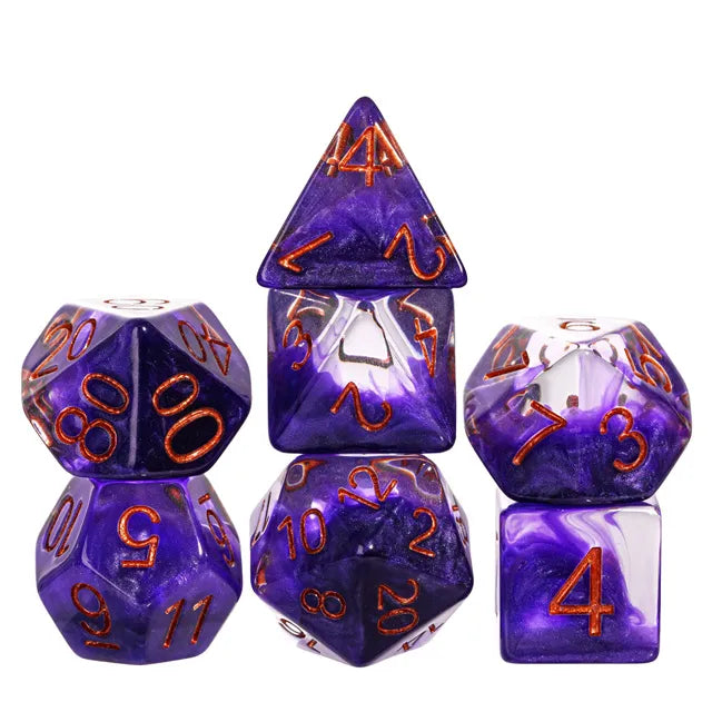 Coat of Arms - Resin Swirl Translucent Dice - Purple
