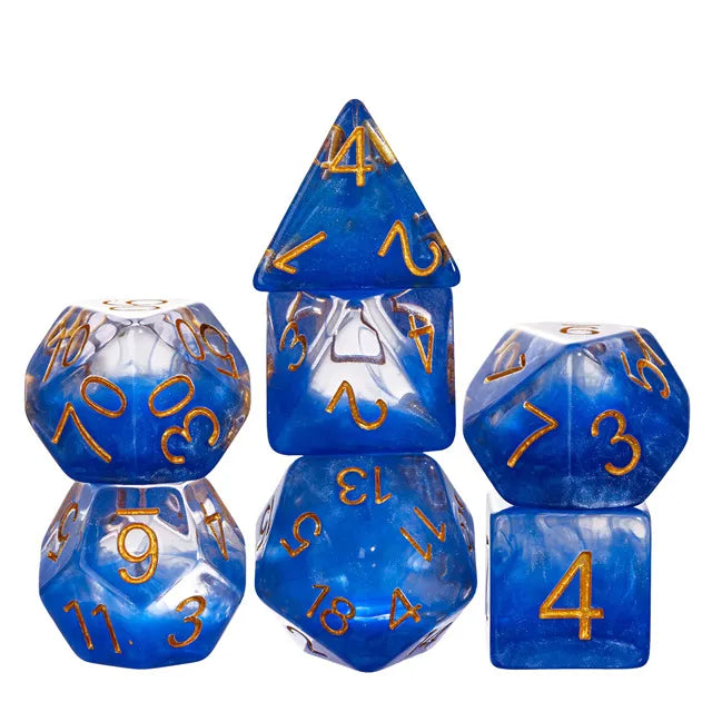 Coat of Arms - Resin Swirl Translucent Dice - Blue