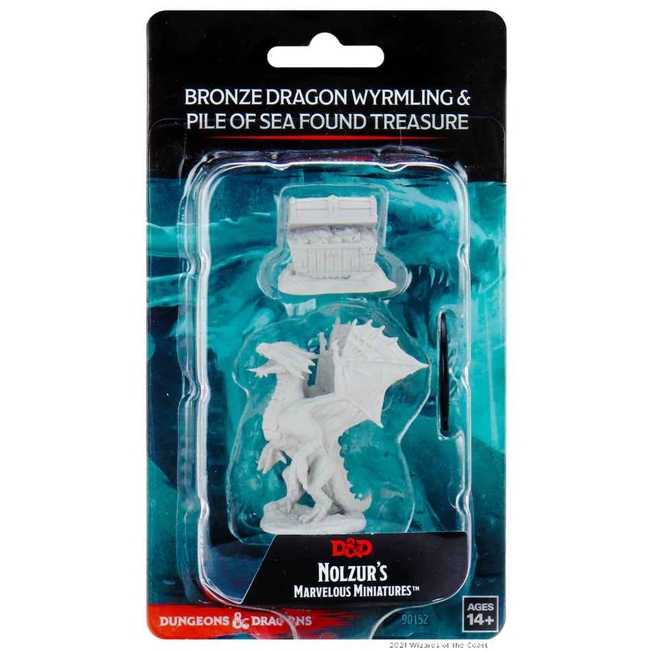 D&D Nolzur's Marvelous Miniatures: Bronze Dragon Wyrmling & Pile of Sea found Treasure