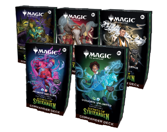 [PRE ORDER] Magic: The Gathering Secrets of Strixhaven Commander Deck Set - Includes All 5 Decks (Silverquill Influence, Prismari Artistry, Witherbloom Pestilence, Lorehold Spirit, Quandrix Unlimited)