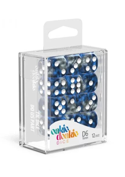 Oakie Doakie Dice D6 Dice 16mm Gemidice - Liquid Steel (12)