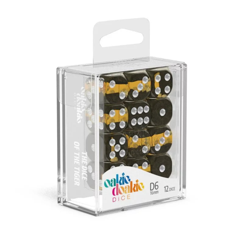 Oakie Doakie Dice D6 Dice 16mm Enclave - Amber (12)