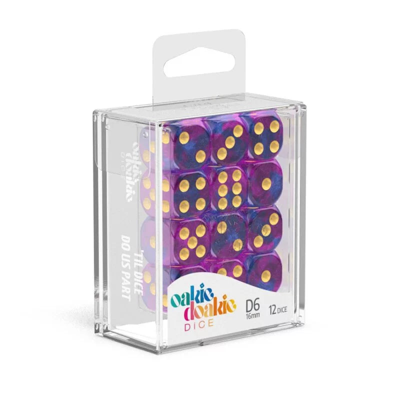 Oakie Doakie Dice D6 Dice 16mm Gemidice - Amethyst (12)