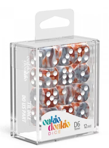Oakie Doakie Dice D6 Dice 16mm Gemidice - Silver Rust (12)