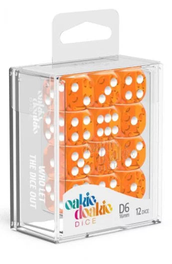 Oakie Doakie Dice D6 Dice 16mm Translucent - Orange (12)