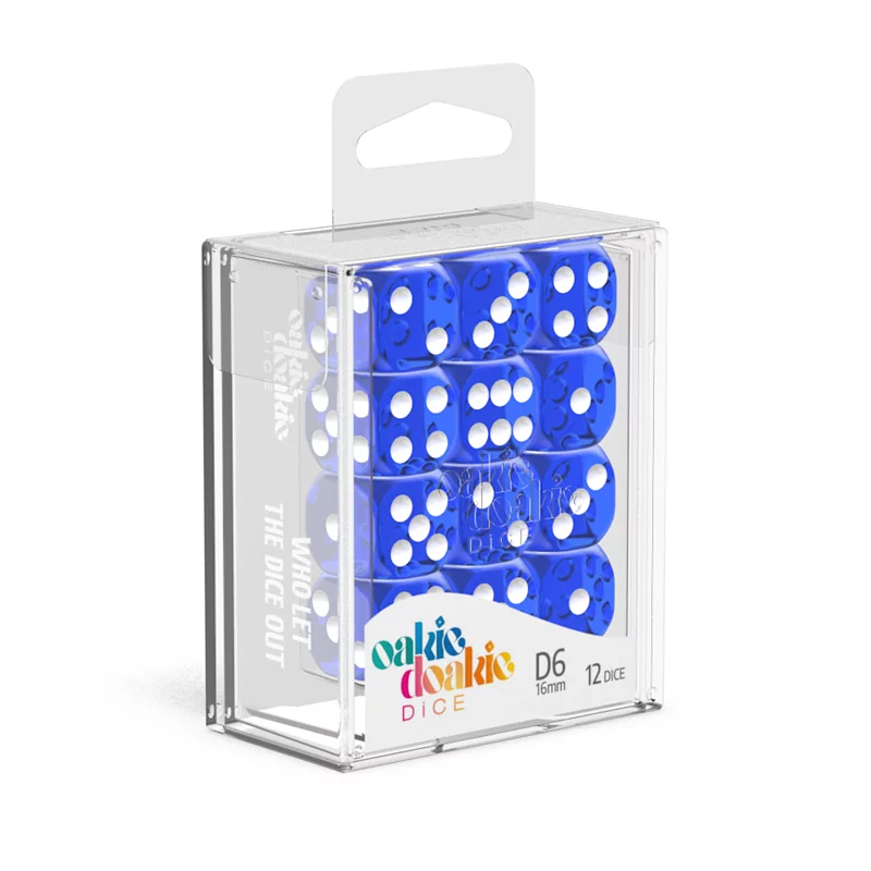 Oakie Doakie Dice D6 Dice 16mm Translucent - Blue (12)