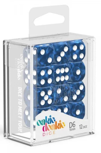 Oakie Doakie Dice D6 Dice 16mm Marble - Blue (12)
