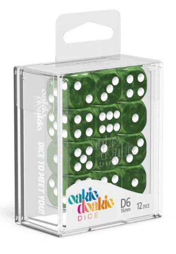 Oakie Doakie Dice D6 Dice 16mm Marble - Green (12)