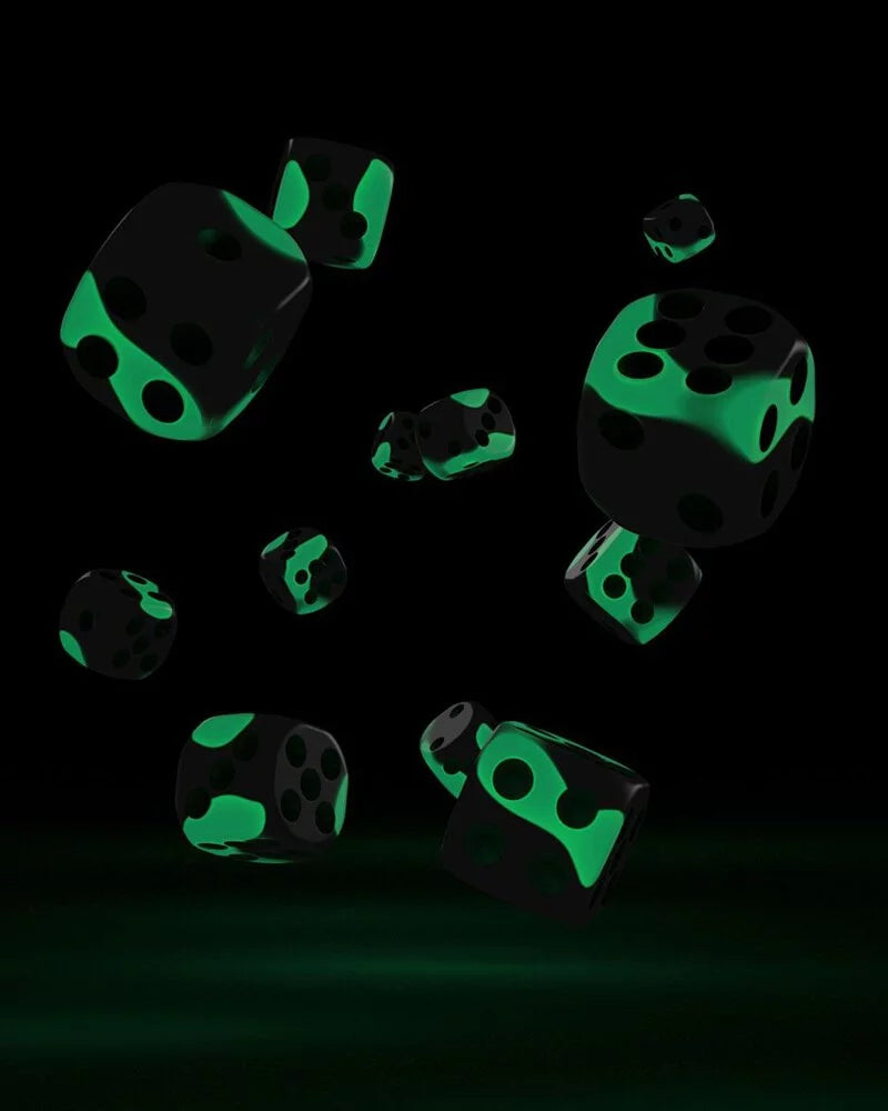 Oakie Doakie Dice D6 Dice 12mm Glow in the Dark - Biohazard (36)