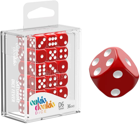 Oakie Doakie Dice D6 Dice 12mm Solid - Red (36)