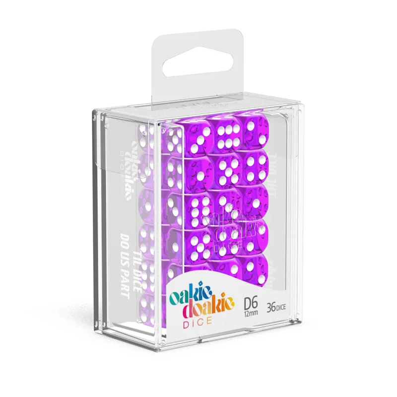 Oakie Doakie Dice D6 Dice 12mm Translucent - Purple (36)