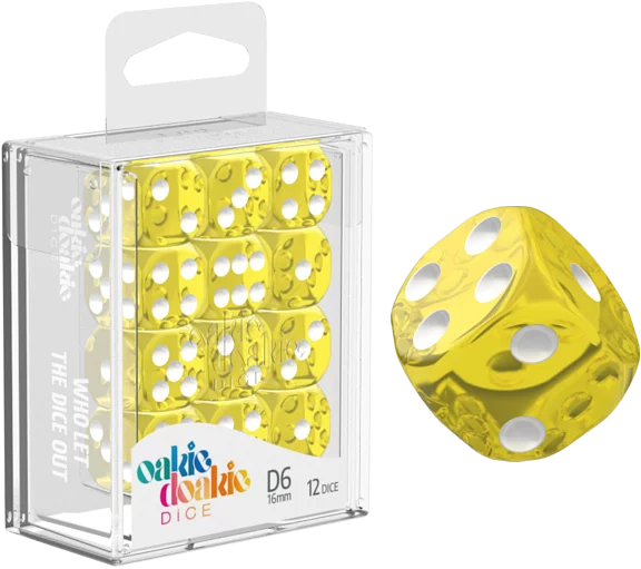 Oakie Doakie Dice D6 Dice 12mm Translucent - Yellow (36)