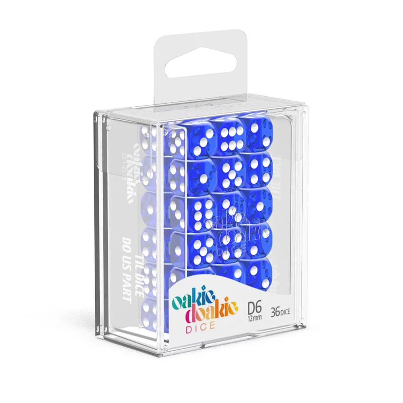 Oakie Doakie Dice D6 Dice 12mm Translucent - Blue (36)