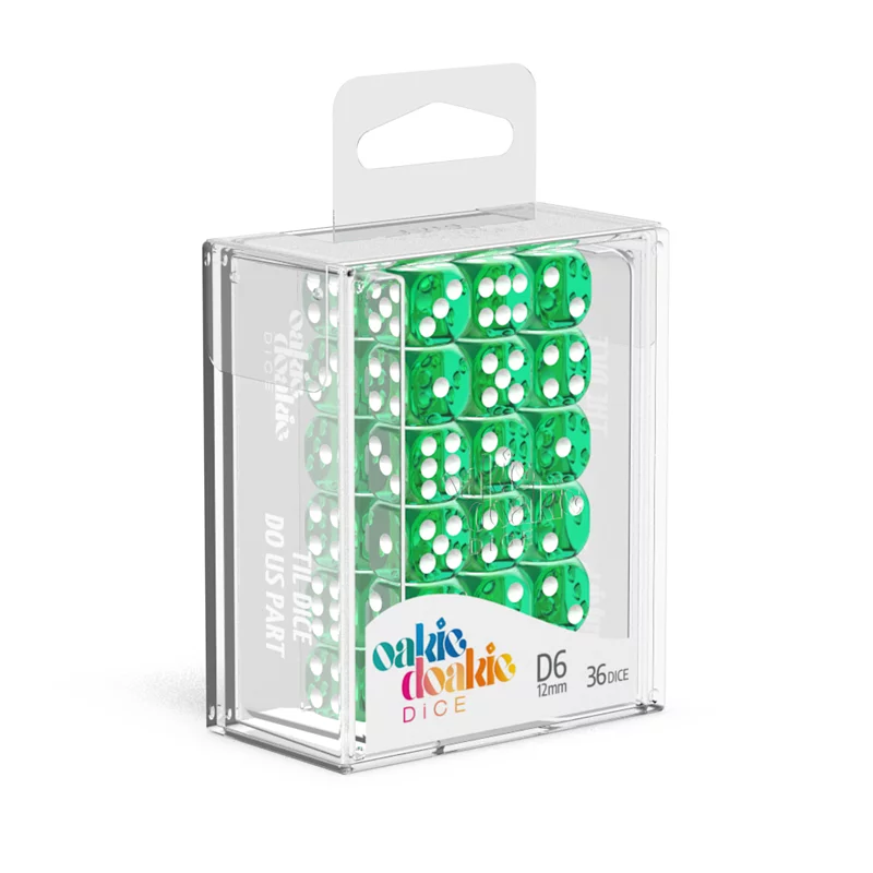 Oakie Doakie Dice D6 Dice 12mm Translucent - Green (36)