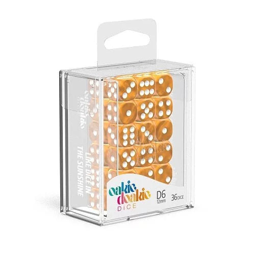 Oakie Doakie Dice D6 Dice 12mm Marble - Orange (36)