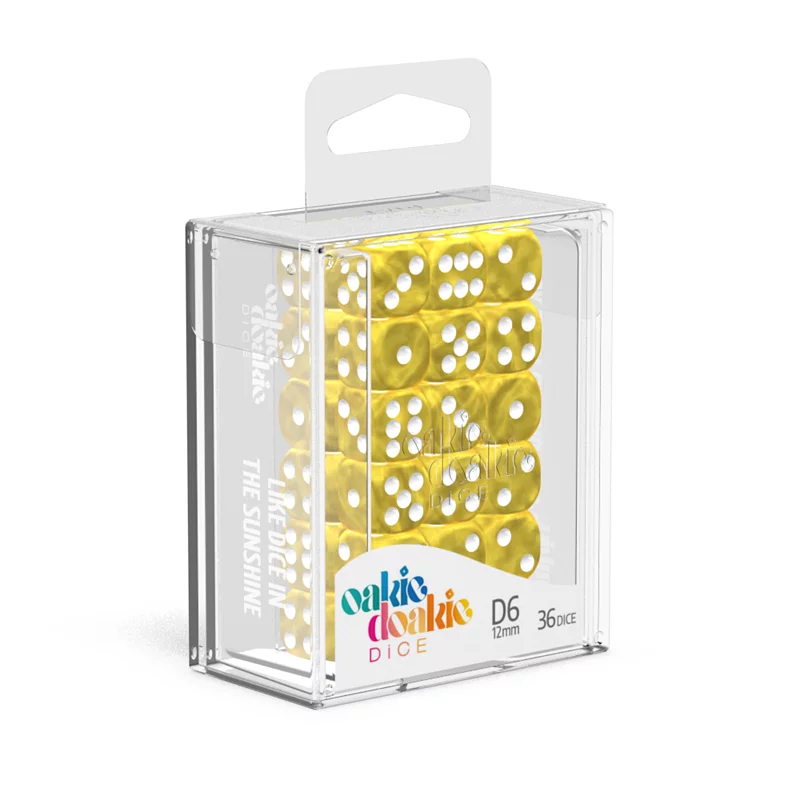 Oakie Doakie Dice D6 Dice 12mm Marble - Yellow (36)