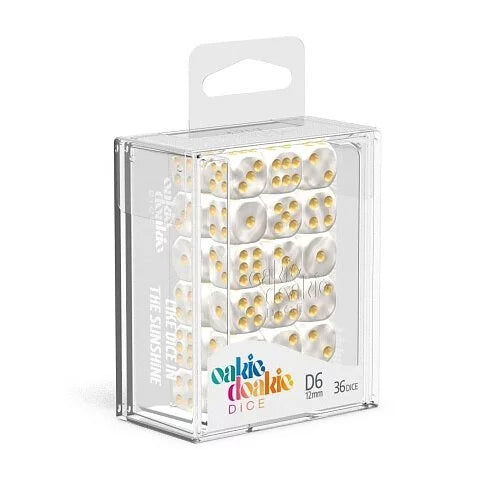 Oakie Doakie Dice D6 Dice 12mm Marble - White (36)