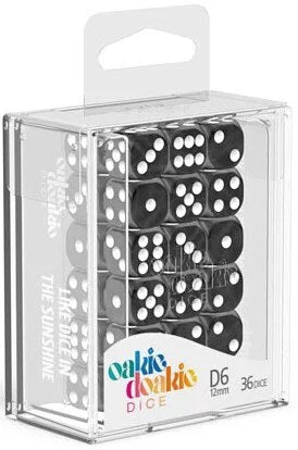 Oakie Doakie Dice D6 Dice 12mm Marble - Black (36)