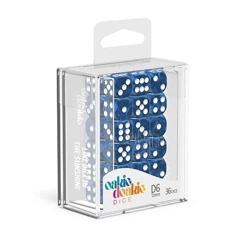 Oakie Doakie Dice D6 Dice 12mm Marble - Blue (36)