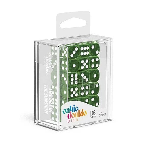 Oakie Doakie Dice D6 Dice 12mm Marble - Green (36)