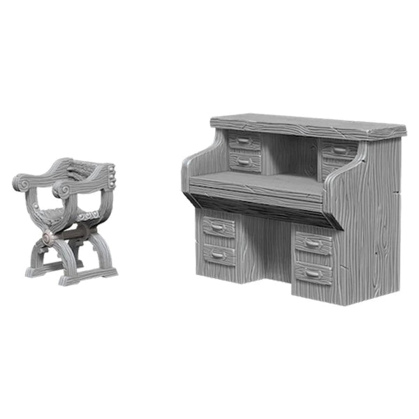 Wizkids Deep Cuts Unpainted Miniatures: Desk & Chair