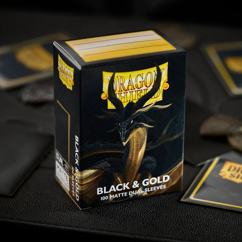 Dragon Shield - Black & Gold - Matte Dual Sleeves