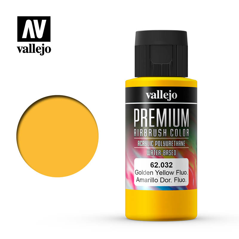 Vallejo - Premium Airbrush Color - Fluorescent Golden Yellow 60ml