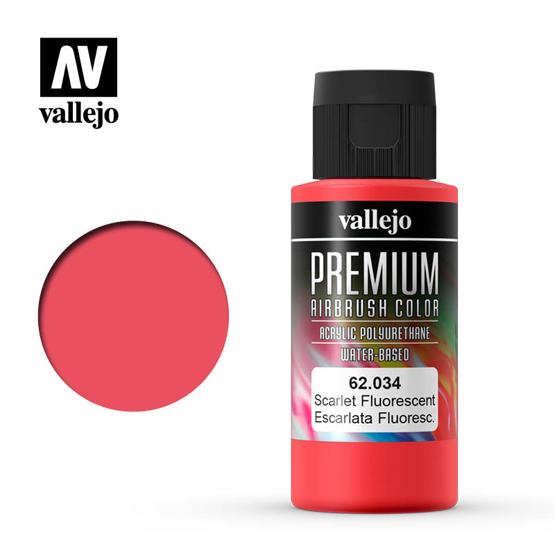 Vallejo - Premium Airbrush Color - Fluorescent Scarlet 60ml